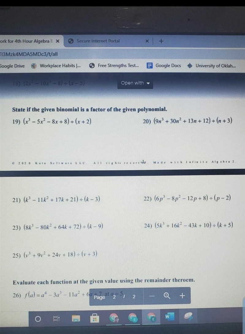 State if the givin binomial is a factor of the givin polynomial-example-1