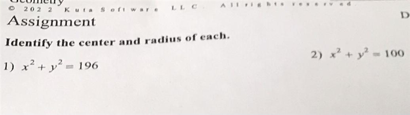 Can anyone help identify the center & radius of both pls-example-1