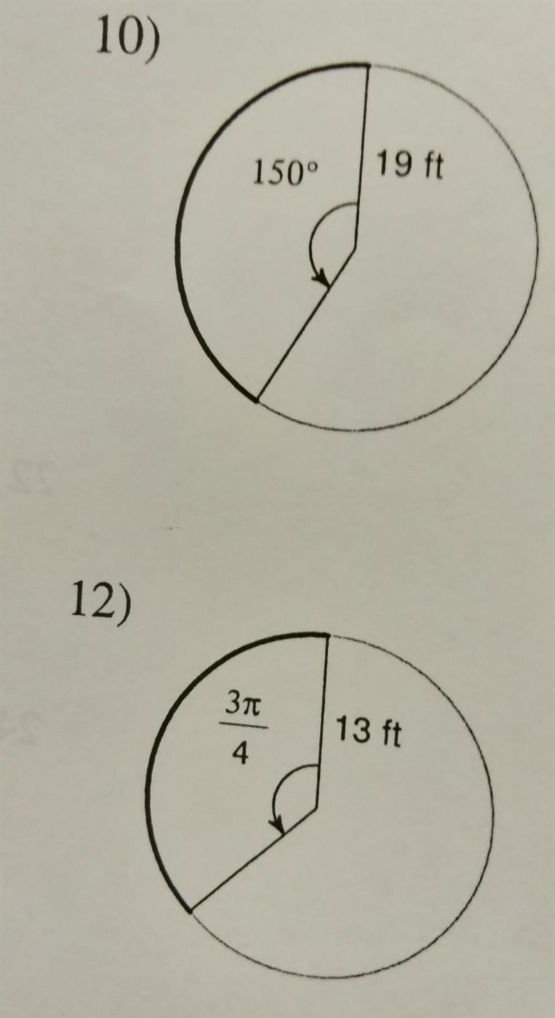 Find the length of each Arc. Do not round. Part 2. NO LINKS!! ​-example-1