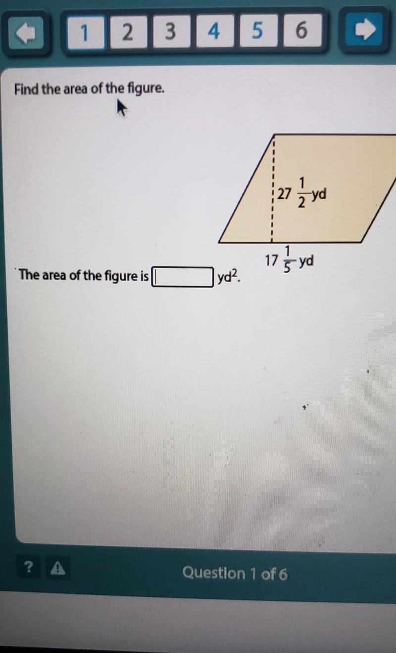 What is the area of the figure 27 1/2yd 17 1/5yd in yd ​-example-1