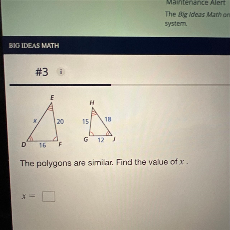 How to find the value of x of a triangle with all three sides having numbers.-example-1