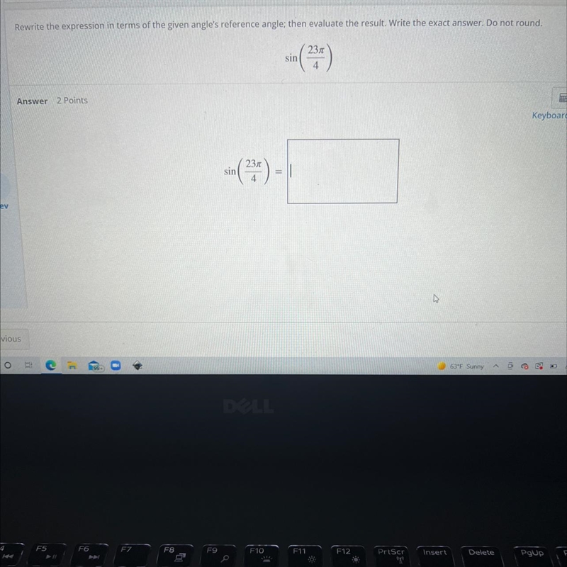 Rewrite the expression in terms of the given angle's reference angle; then evaluate-example-1