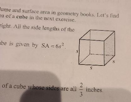 Using the formula above, find the surface area of a cube whise sides are all two thirds-example-1