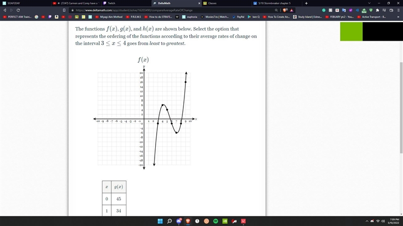 The functions f(x), g(x), and h(x) are shown below. Select the option that represents-example-1