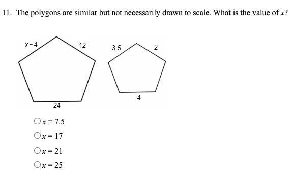 The polygons are similar but not necessarily drawn to scale. What is the value of-example-1