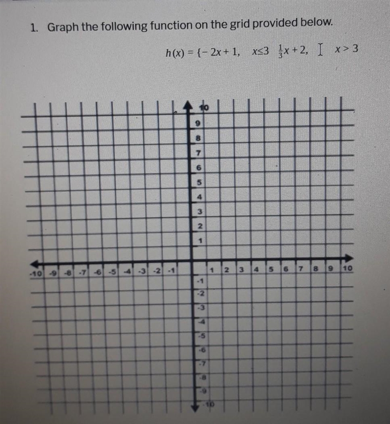 1. Graph the following function on the grid provided below.-example-1