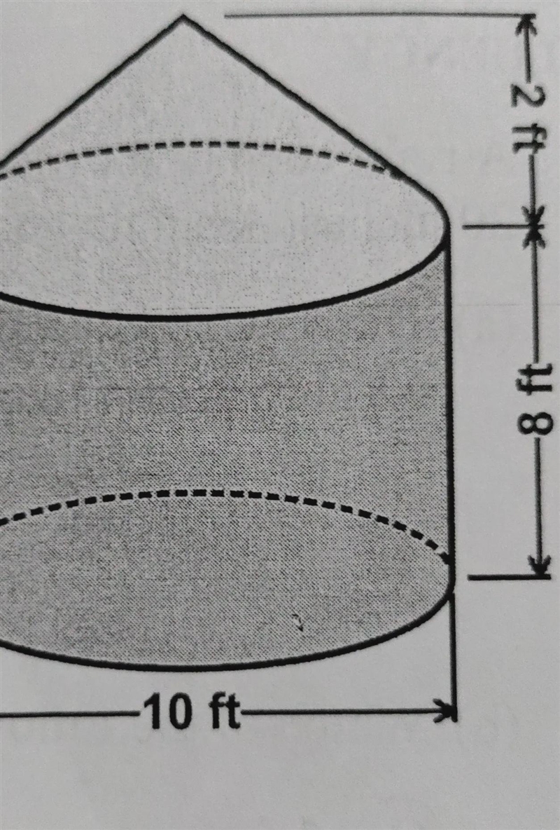 A grain bin is in the combined shape of a right cylinder and right cone, both of which-example-1