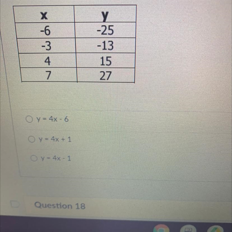 What is the equations that models the linear relationship shown in the table?-example-1