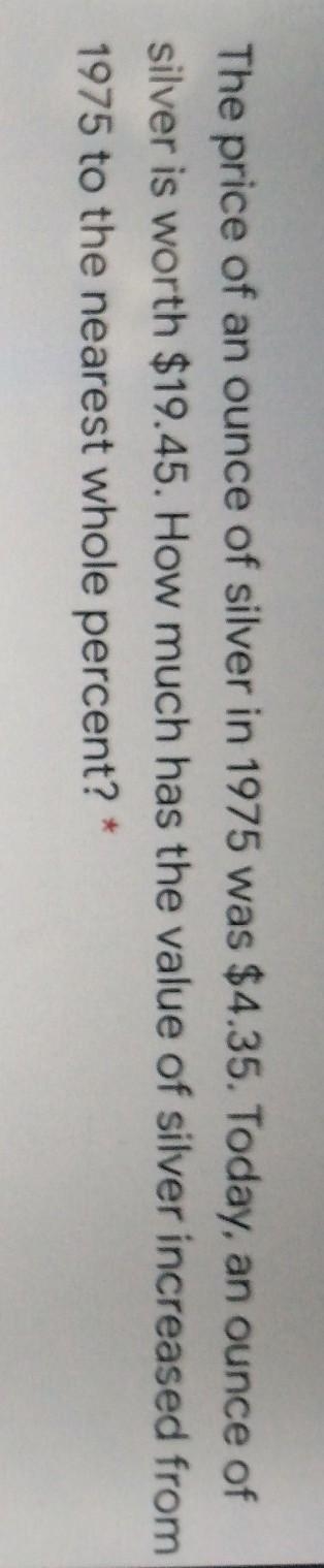 The price of an ounce of sliver in 1975 was $4.35. Today, an ounce of sliver is worth-example-1