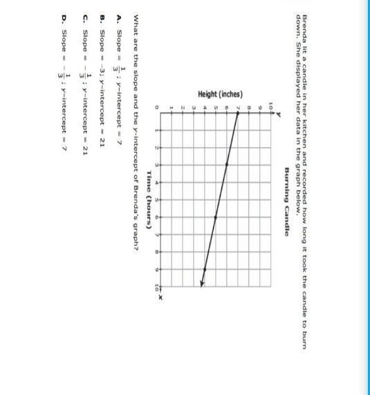 What are the slope and the y-intercept of Brenda's graph?-example-1