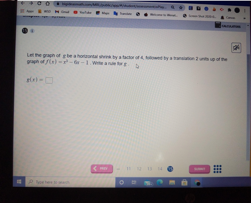 let the graph GPA horizontal shrink by a factor of four, followed by a translation-example-1