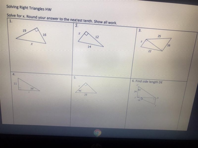 Solve for x round your answer to the nearest tenth Show all work (Help Please)-example-1