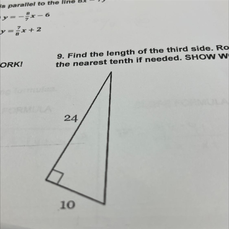 Find the length of the third side round to the nearest tenth if needed . 24 10-example-1