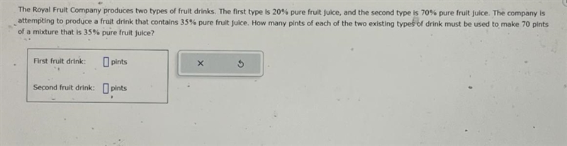 How many pints of each of the existing types of drink must be used to make 70 pints-example-1