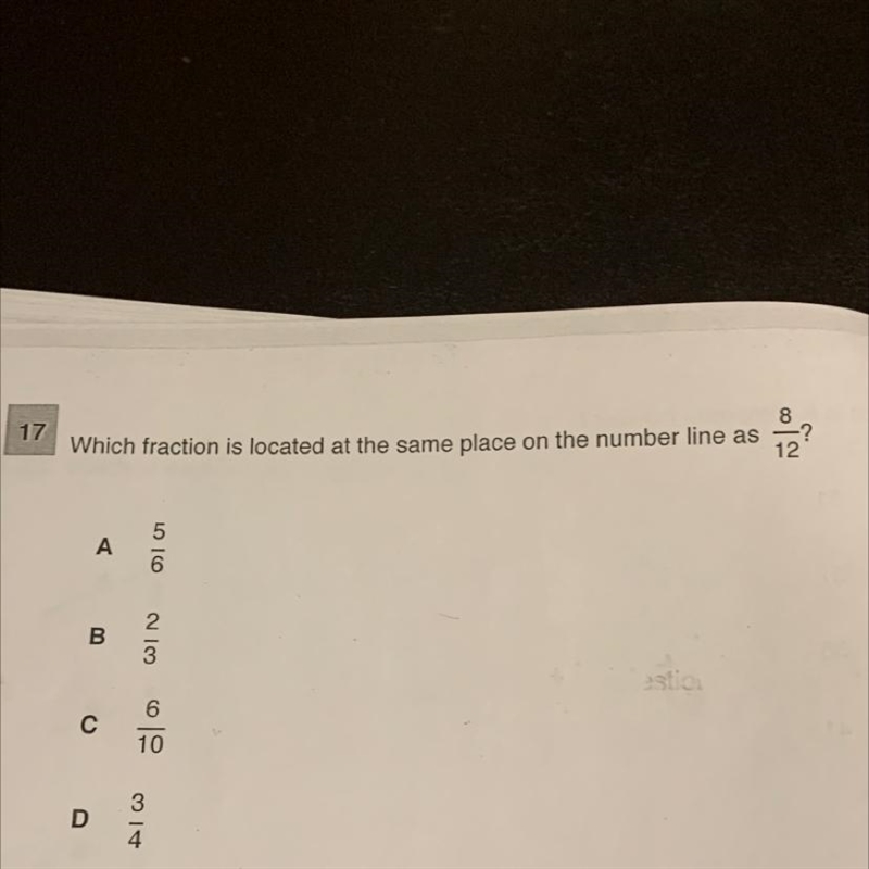 Which fraction is located at the same place on the number line as 8/12 ?-example-1