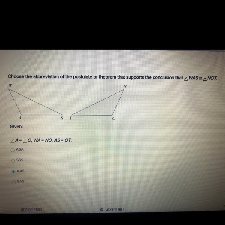 Choose the abbreviation of the postulate or theorem that supports the conclusion that-example-1