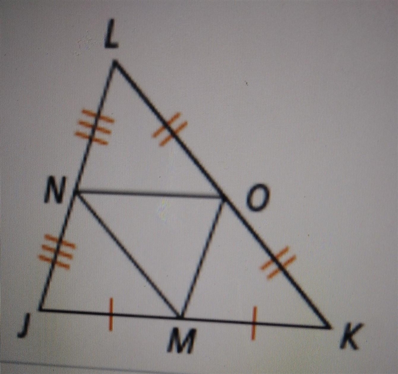 Use the figure at the right . if JK =3x+18 and NO=18, what is the value of x?-example-1