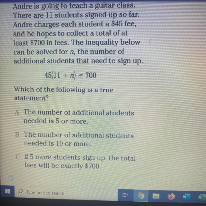 Hello I need help with this :) also option D: If 4 more students sign up, the total-example-1