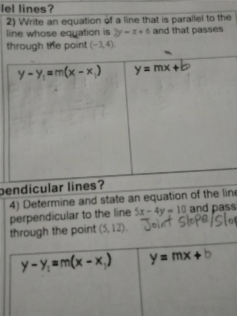 2) Write an equation of a line that is parallel to the line whose equation is 3y = x-example-1