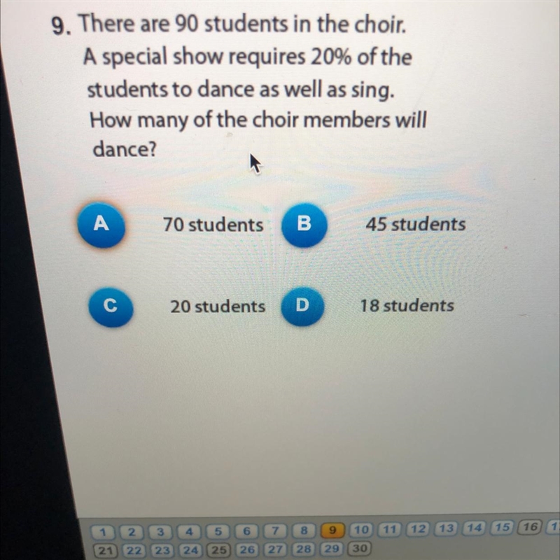 9. There are 90 students in the choir. A special show requires 20% of the students-example-1