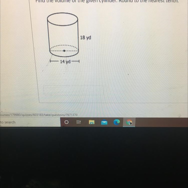 Find the volume of the given cylinder.Round to the nearest tenth-example-1