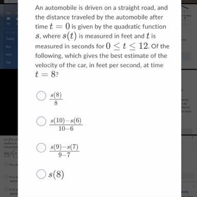 An automobile is driven on a straight road, andthe distance traveled by the automobile-example-1