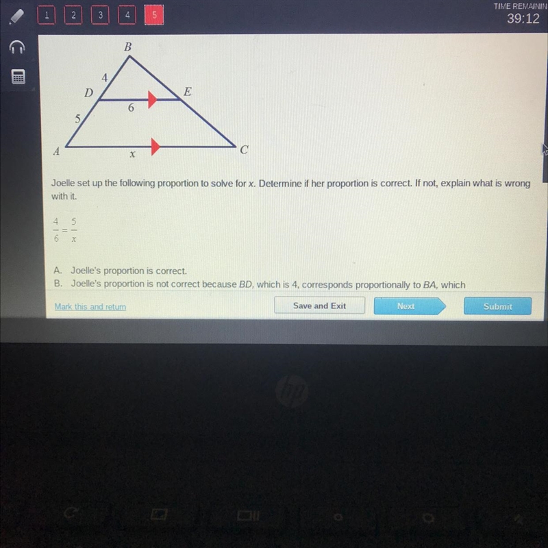 joelle set up the following proportion to solve for X determine if her portion is-example-1