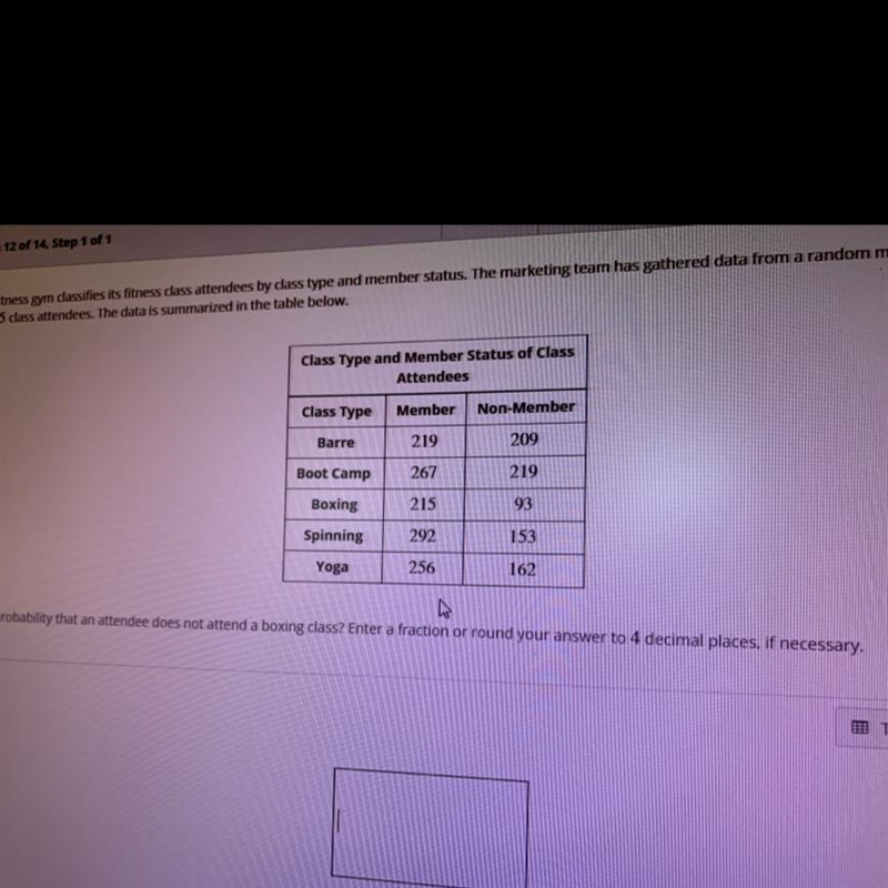 A group fitness gym classifies it’s fitness class attendees by class type and member-example-1