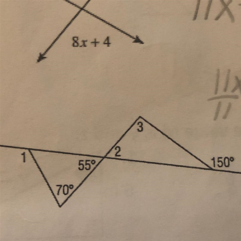 I need help finding the angle of measure angle 1 m<2 and m<3 “M<1” angle-example-1