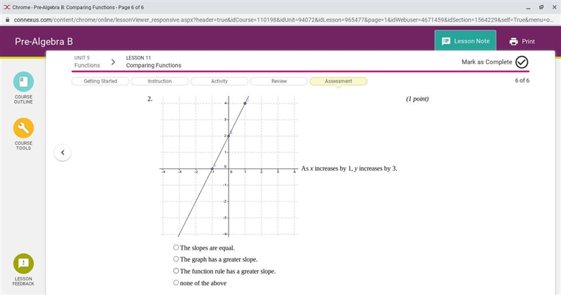 I need to determine which functions has the greater rate of change, between the table-example-1