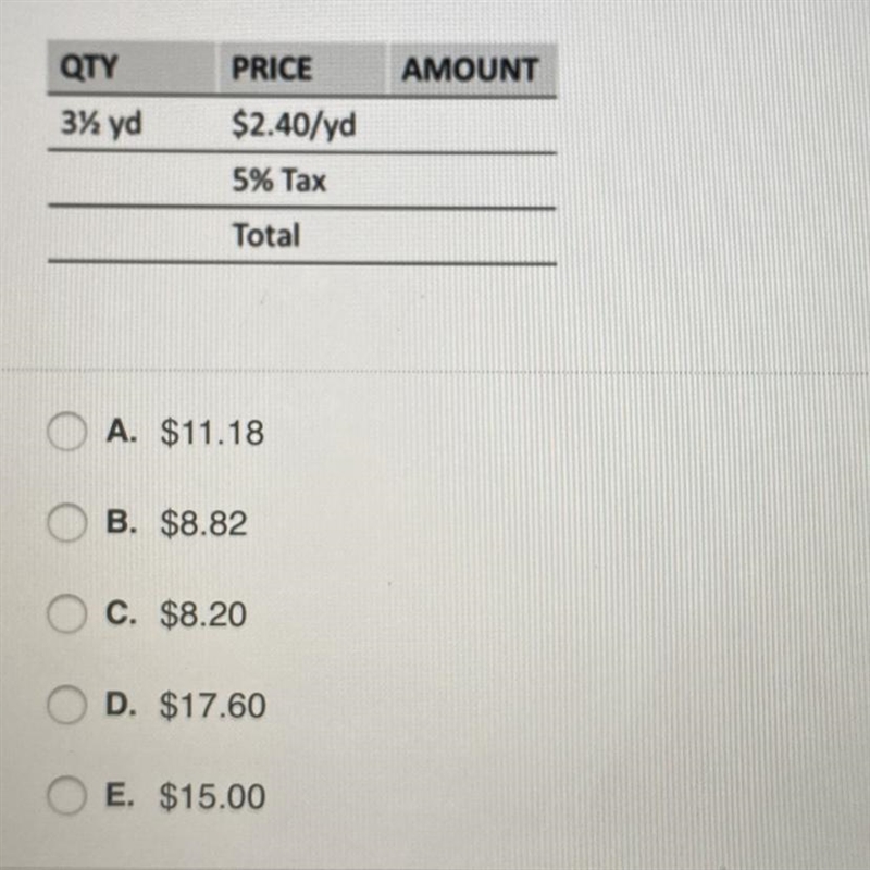 Valentina purchased al- yards of nylon as shown on the sales slip. Including tax, how-example-1