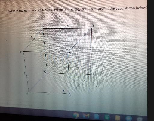 What is the perimeter of a cross section perpendicular to face QRST of the cube shown-example-1