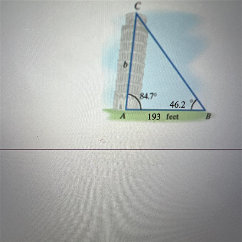 A tower leans at an angle of about 84.7°. The figure shows that 193 feet from the-example-1