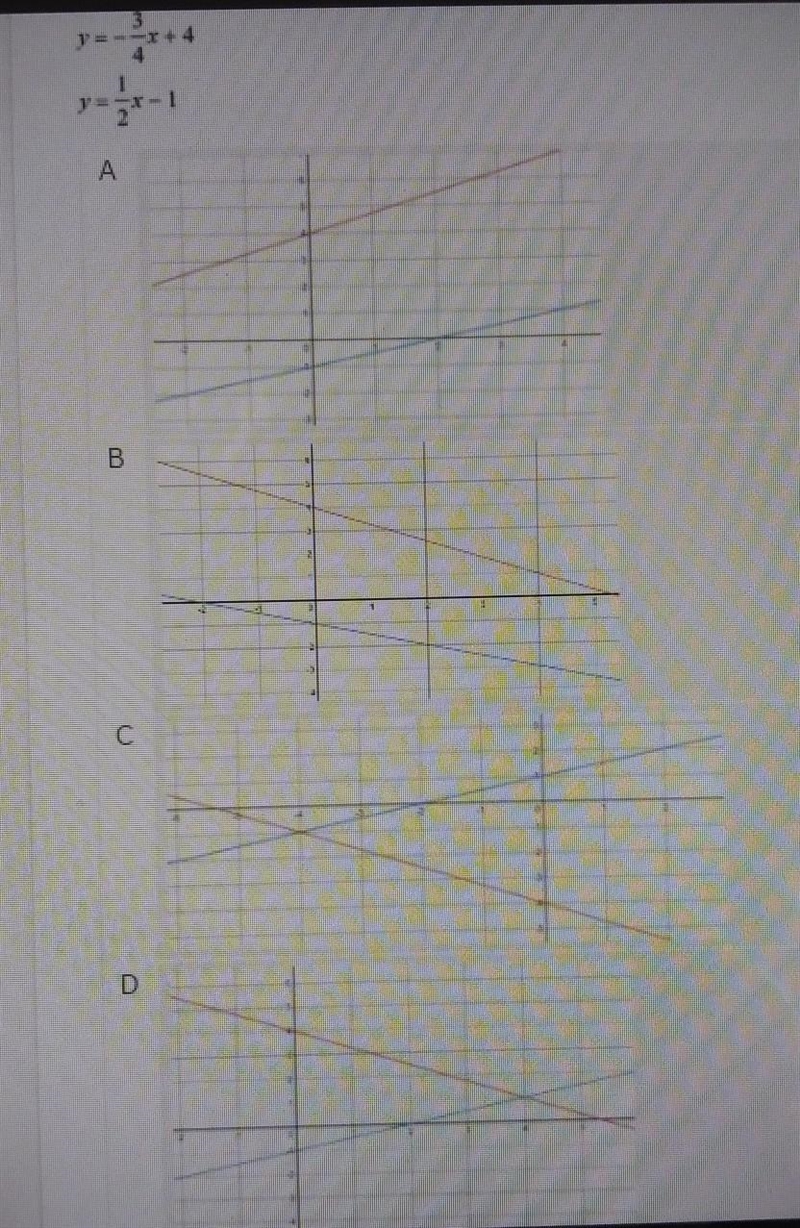 Four students graphed the system of equations shown below. Which graph is correct-example-1