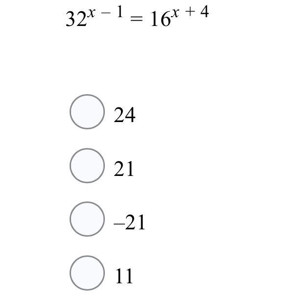 Solve each equation.32x – 1 = 16x + 4 2421–2111-example-1