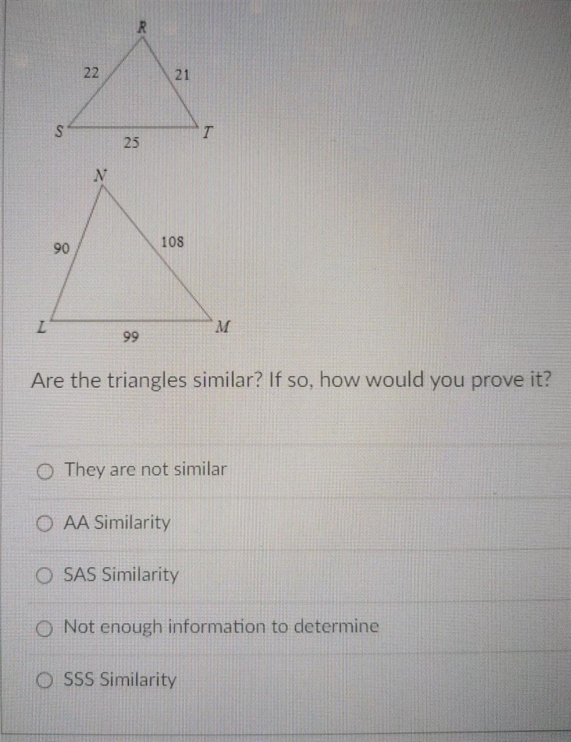 Are the triangles similar? if so, how would you prove it?-example-1