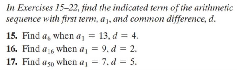 Find the indicated term of the arithmetic sequence with firt term a1 and common difference-example-1