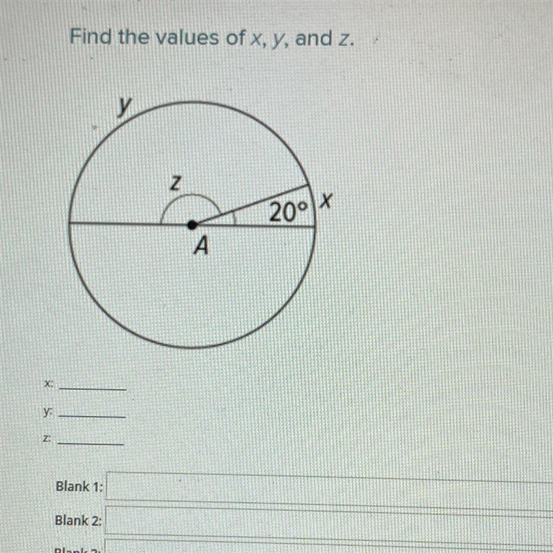 Find the values of x, y, and z. Please help!!-example-1