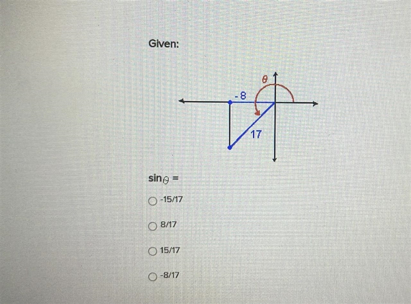 Sin = -15/17 8/17 15/17 -8/17-example-1