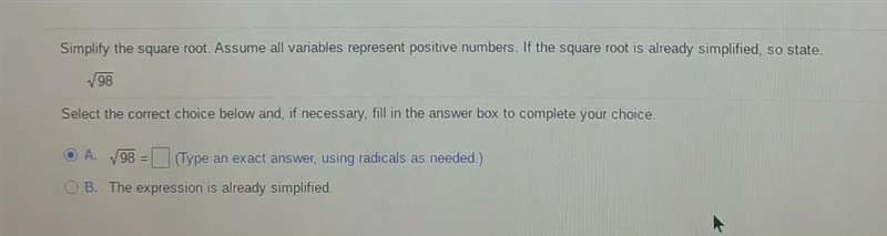 Simplify the square root. Assume all variables represent positive numbers. If the-example-1