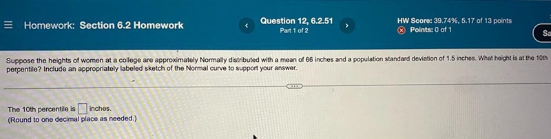 The 10th percentile is inches.(Round to one decimal place as needed.)-example-1