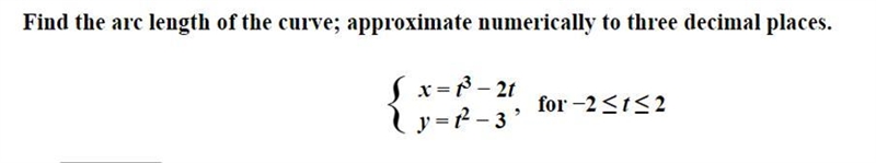 Find arc length x=t^(3)-2t y=t^(2)-3-example-1