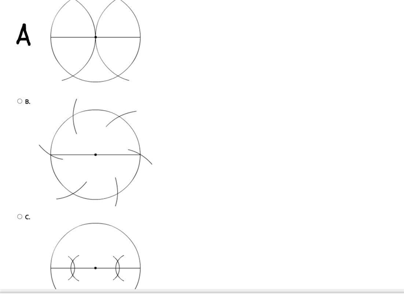 Select the correct answer.Ali has a compass and a straightedge, and he wants to construct-example-1