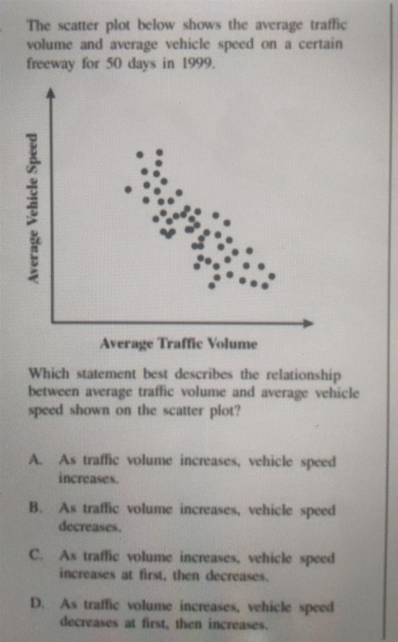 Which statement best describes the relationship between average traffic volume and-example-1