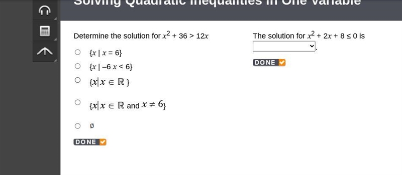 Determine the solution for x2 + 36 > 12x-example-1