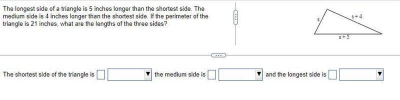 The longest side of a triangle is 5in longer than the shortest side. The medium side-example-1