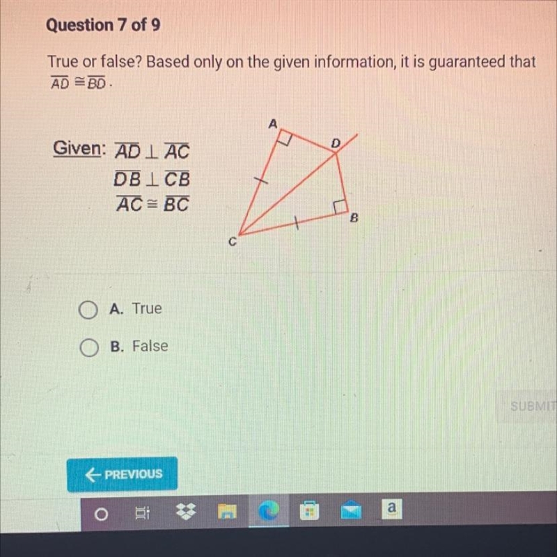 True or false? Based only on the given information, it is guaranteed that AD = BD-example-1