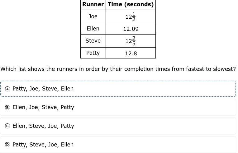 Which list shows the runner's in order fastest to slowest.-example-1