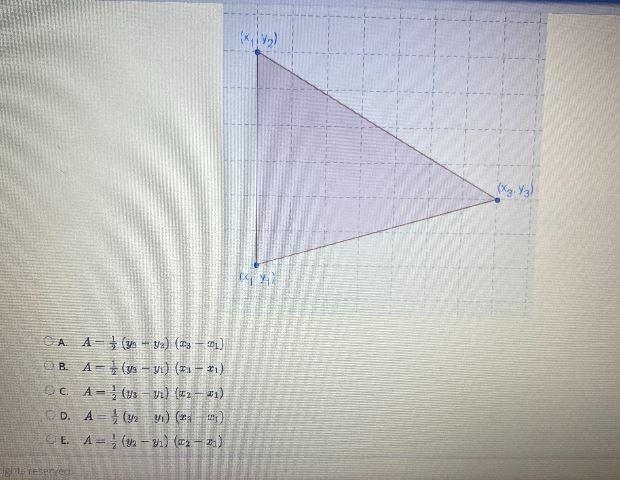 What is the area of this triangle?OA A- (93-92) (3-1)(X₁₂)(X₁Y₁)(X3. Y3)-example-1