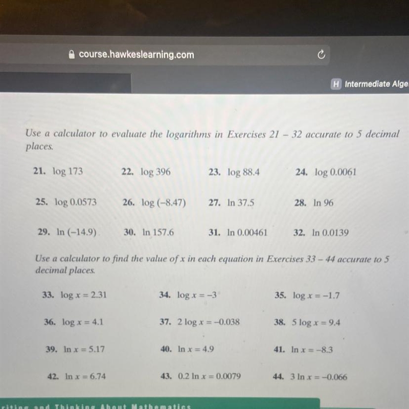 Question 21.Use calculator to evaluate to logarithms to 5 decimal places?-example-1